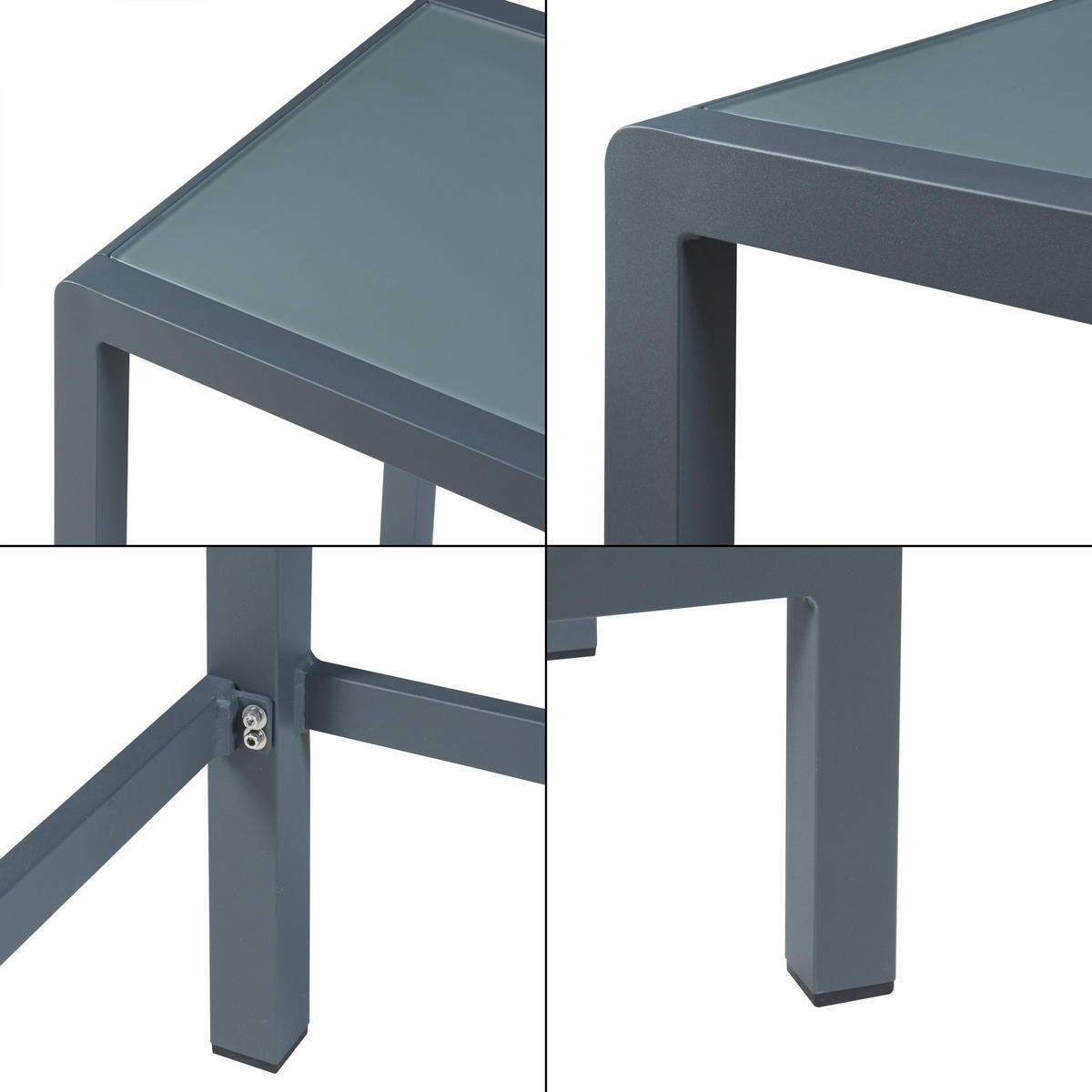 OUTDOOR-BARTISCH Avise - Anthrazit, Glas/Metall (70/70/108cm) - casa.pro