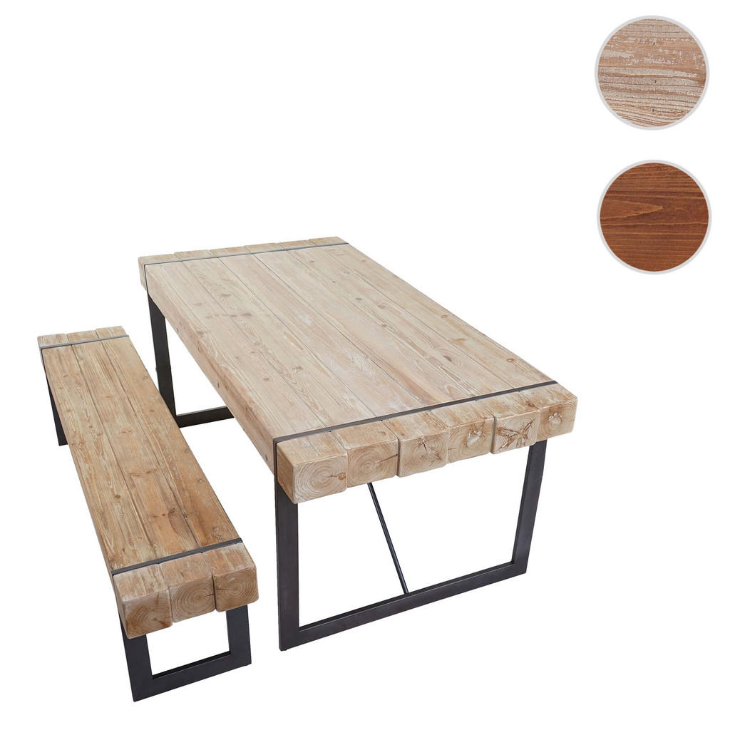 Thumbnail - MCW Esszimmergarnitur, Eiche Artisan, Holz, 160x80x90 cm, Esszimmer, Bänke, Tisch- & Eckbankgruppen