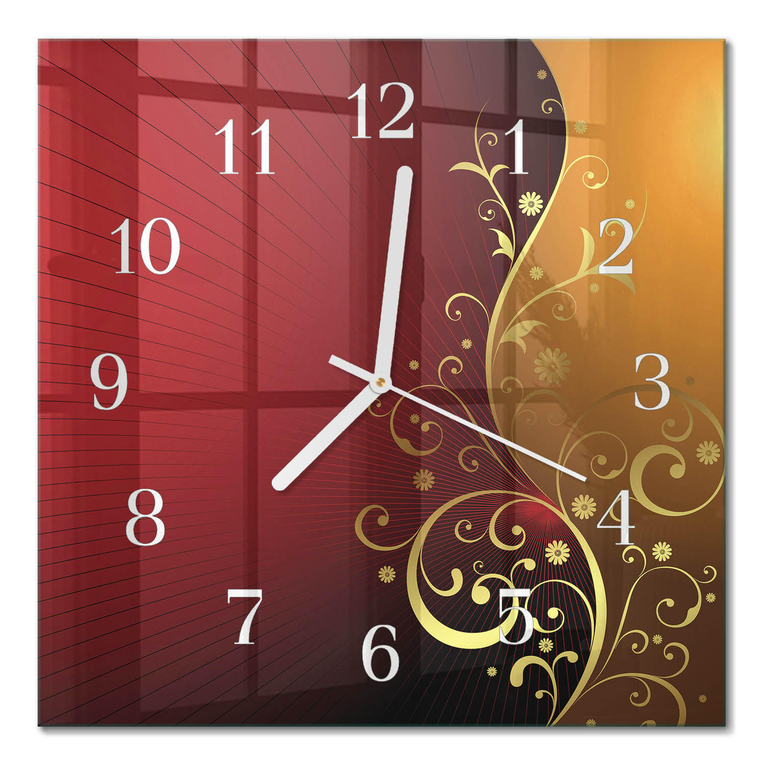 WANDUHR 30x30 cm - Abstraktion - Rot, Glas (30/30/0.4cm) - TULUP