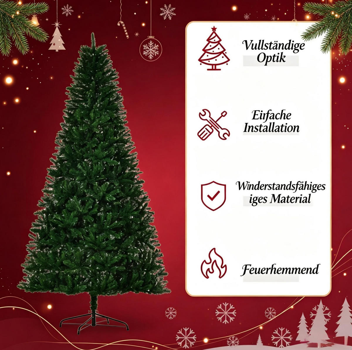 WEIHNACHTSBÄUME & Zubehör 240 cm aus PVC und Metall mit ca. 1499 Zweigen, Grün - Grün, Kunststoff (240cm) - OKMYHOME