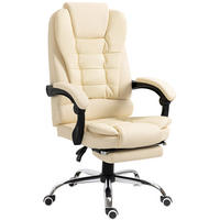 STUHL 64,5/69/109–117 cm, ergonomischer Chefsessel mit Fußstütze und Bonded-Leder,Creme - Creme, Kunststoff (69/117/64.5cm) - Redom