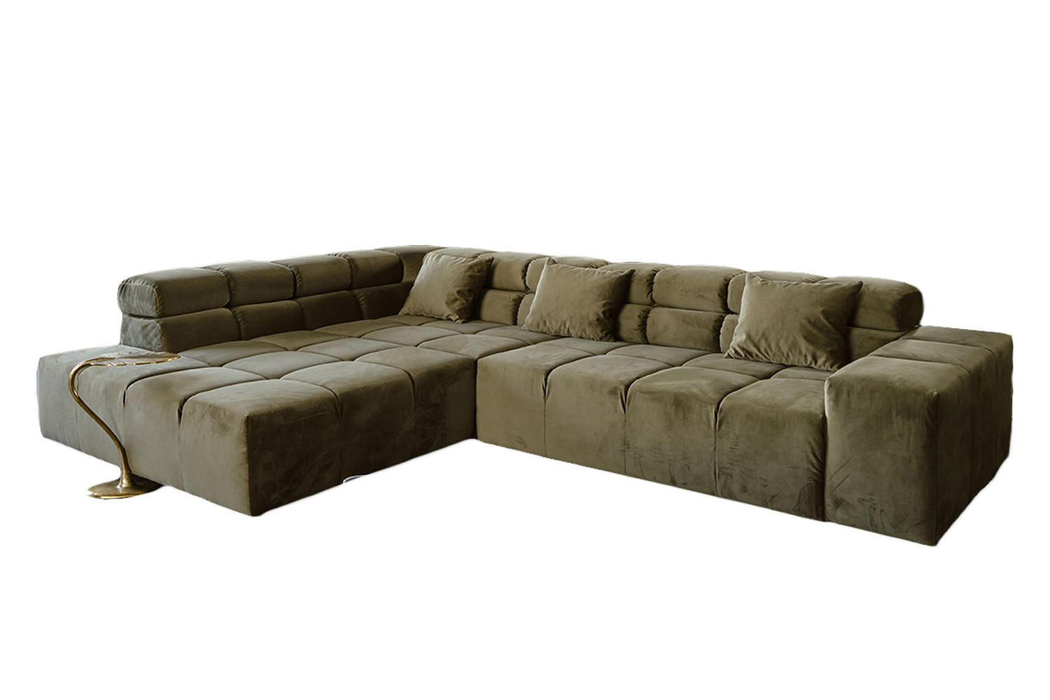 ECKSOFA NEVADA Hellgrün Velvet - Schwarz/Hellgrün, Textil (319/215cm) - KAWOLA