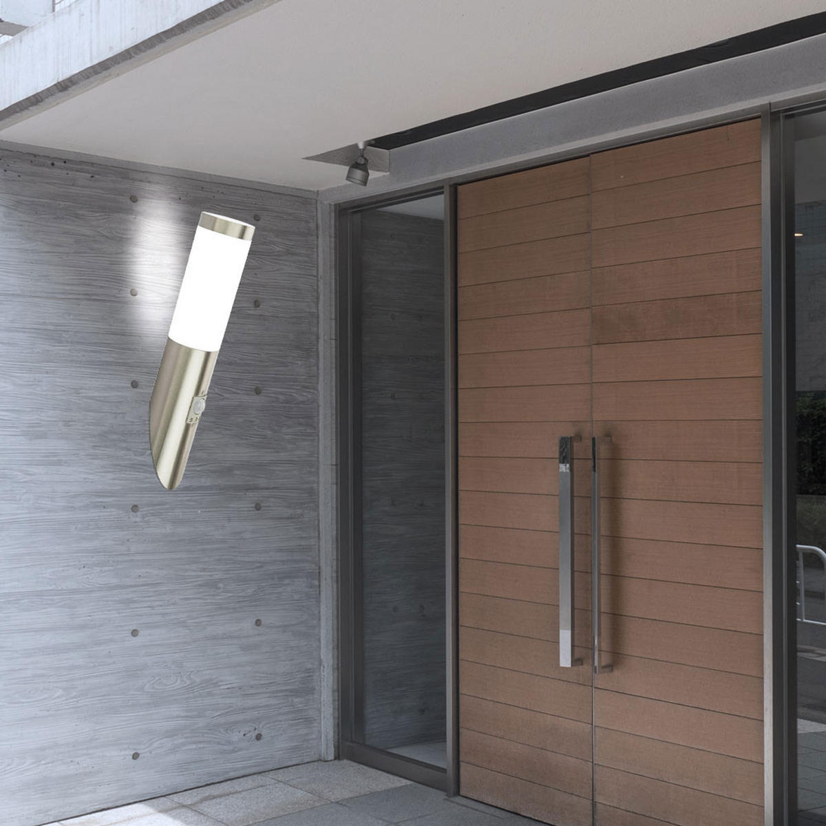 LED AUSSENLEUCHTE Bewegungsmelder Edelstahl Silber - Silberfarben, Metall (7.6/7.6/41cm)