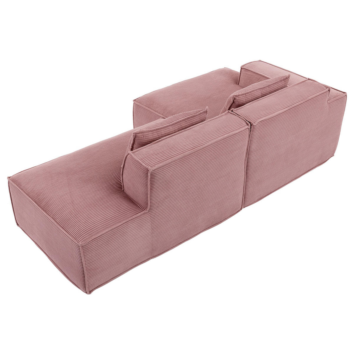 ECKSCHLAFSOFA L-/U-/2-er Sofa mit Schlaffunktion,Modulsofa,Cord,Rosa - Rosa, Textil (129/233cm) - LVHOM