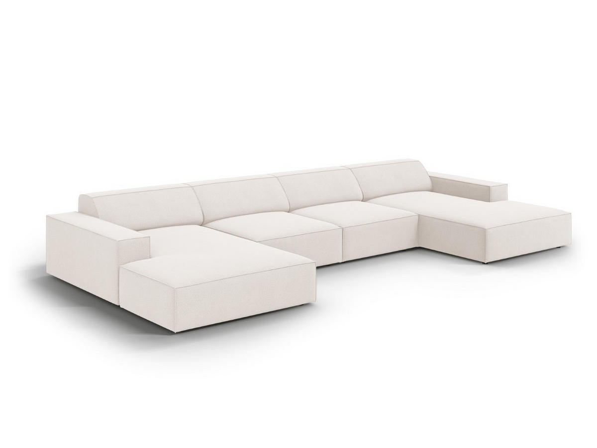 PANORAMASOFA Jodie aus strukturiertem Stoff leichtes beige 6 Sitzplätze - Beige, Textil (166/70/364cm) - Micadoni