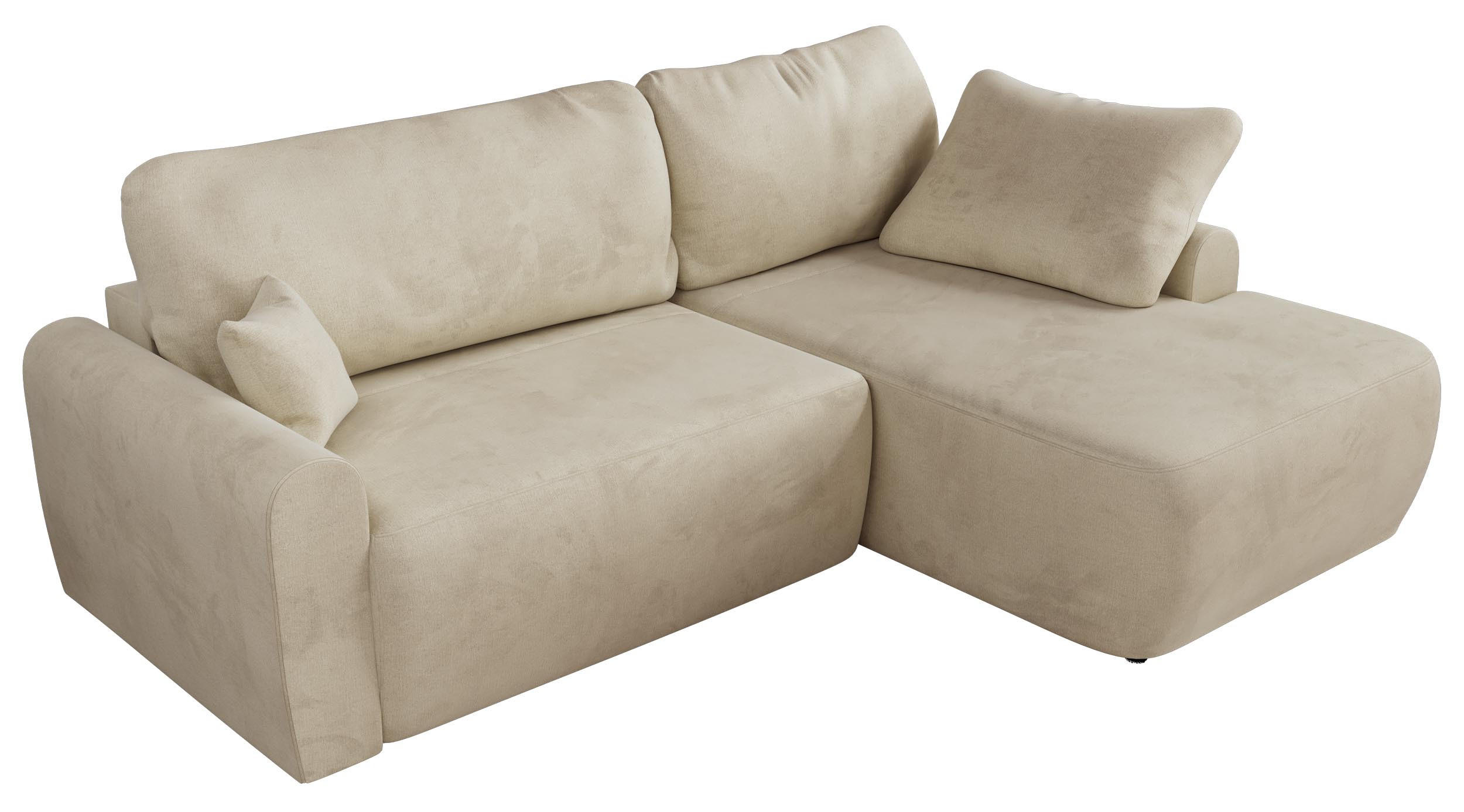 ECKSCHLAFSOFA CUBO L Beige Velvet - rechts - Beige/Schwarz, Kunststoff/Textil (187/273cm) - MKS