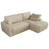 ECKSCHLAFSOFA CUBO L Beige Velvet - rechts - Beige/Schwarz, Kunststoff/Textil (187/273cm) - MKS