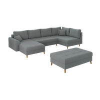 WOHNLANDSCHAFT inkl. Hocker Henrik Grau Boucle - Braun/Grau, Holz/Textil (310/81/161cm) - S-Style Möbel