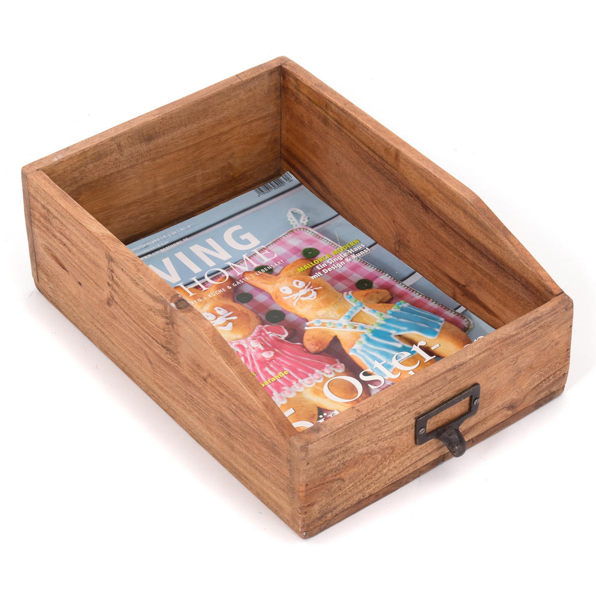 DOKUMENTENABLAGE Carta Mahagoni Holz, etikettierbarer Griff 01 natur-vintage - Naturfarben, Holz (33/24/12cm) - DESIGN DELIGHTS