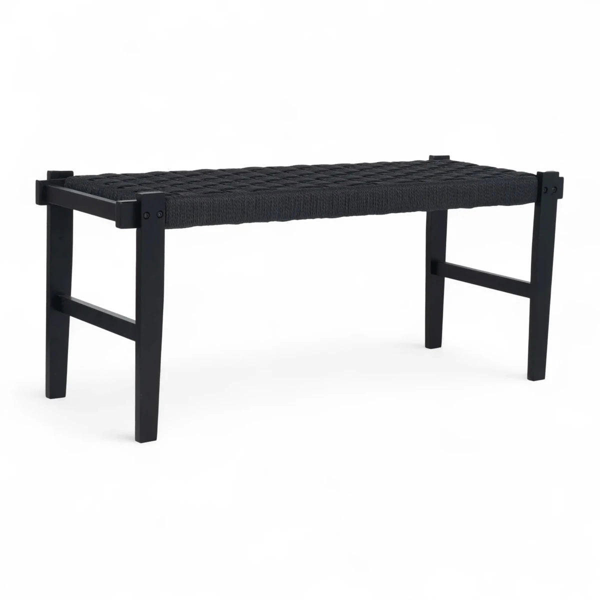 SITZBANK 110/38/47 cm Rattan / Eiche Schwarz - Schwarz, Holz/Papier (110/47/38cm) - Furnhouse