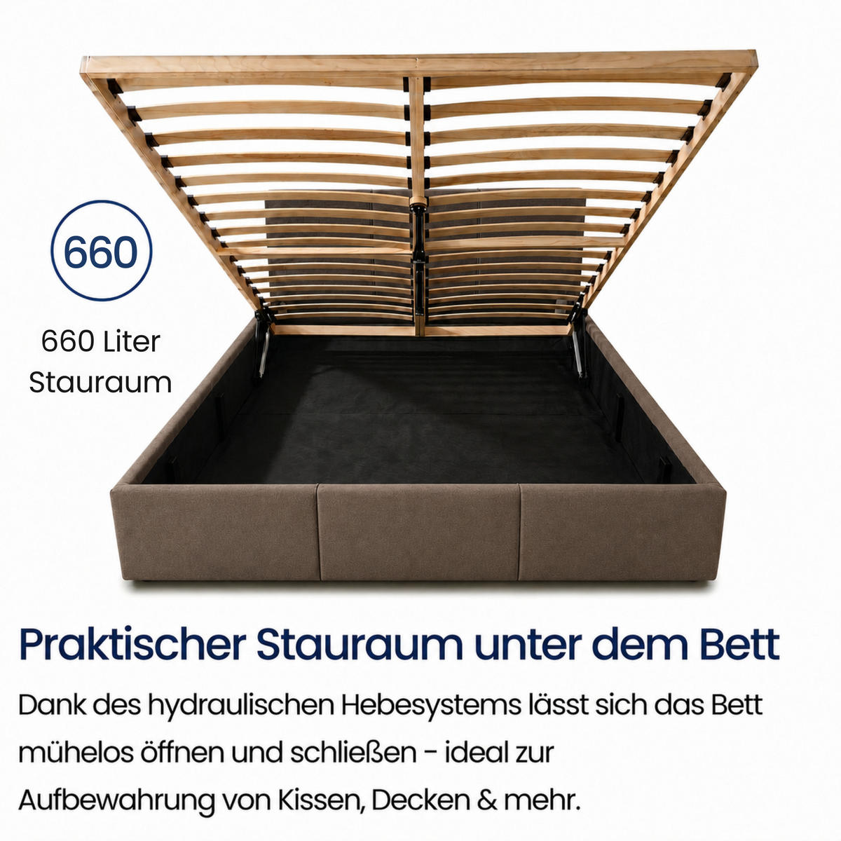 POLSTERBETT mit Stauraum 140x200 cm in Braun - Braun, Holzwerkstoff (140/200cm) - Home Collective