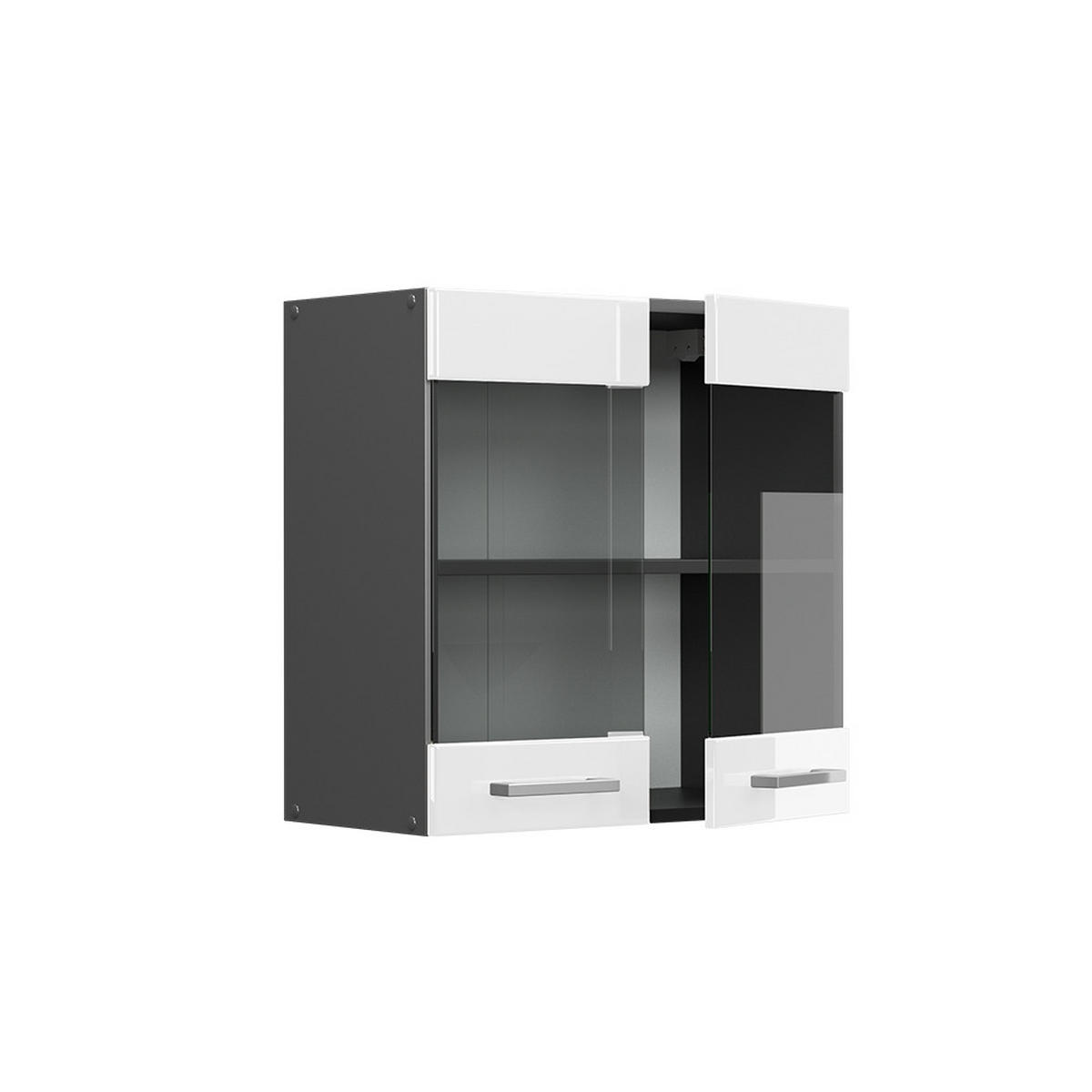 KÜCHENGLASSCHRANK R-Line Weiß Hochglanz 60 cm - Weiß Hochglanz/Anthrazit, Holzwerkstoff (60/60/31cm) - Vicco