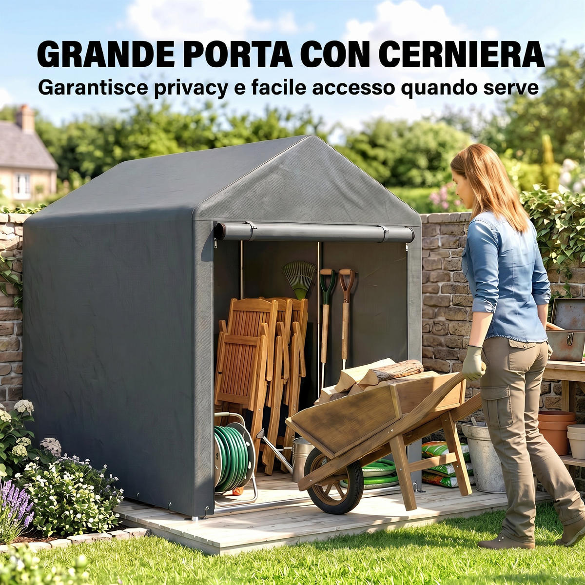 CARPORT Grau 1 Stück - Grau, Kunststoff/Metall (120/165/179cm) - GiPP