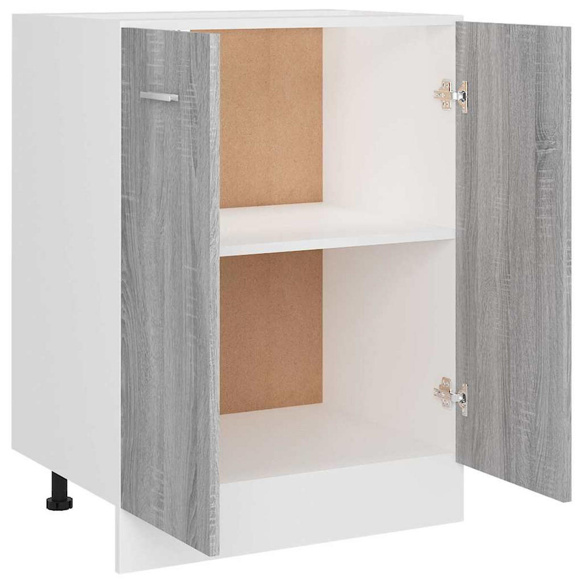 UNTERSCHRANK LYON GRAU SONOMA 60X46X81,5 CM HOLZWERKSTOFF - Grau/Silbereichenfarben, Holz (60/81.5/46cm) - vidaXL