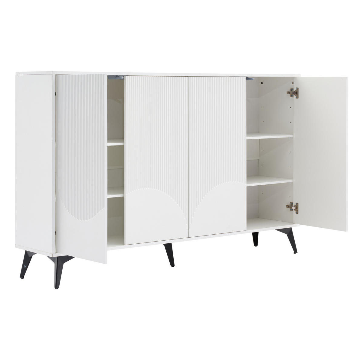 SIDEBOARD 160/35/100 cm in Weiß mit 4 Türen und verstellbaren Einlegeböden - Weiß, Holzwerkstoff (160/100/35cm) - BEAOK