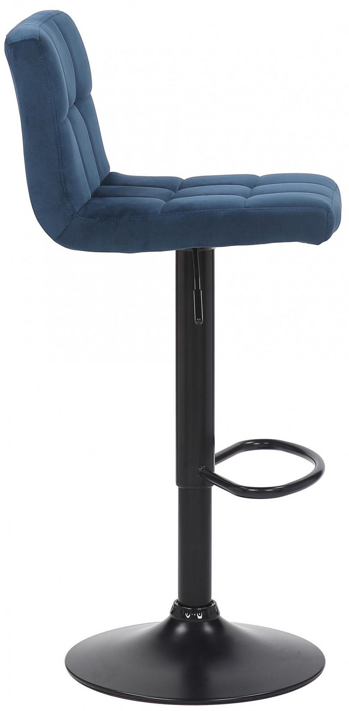 BARHOCKER 2er Set Samt Blau - Blau/Schwarz, Textil/Metall (40/85/40cm) - CLP