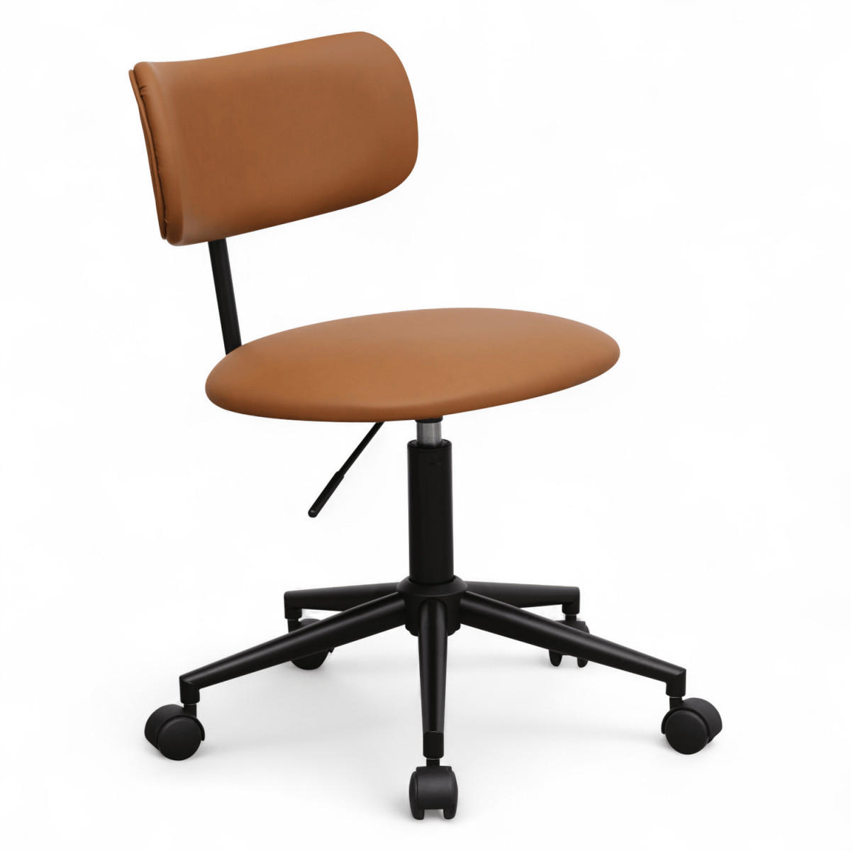 DREHSTUHL höhenverstellbar in Kunstleder Cognacbraun - Schwarz/Braun, Textil/Metall (56/74/57cm) - Furnhouse