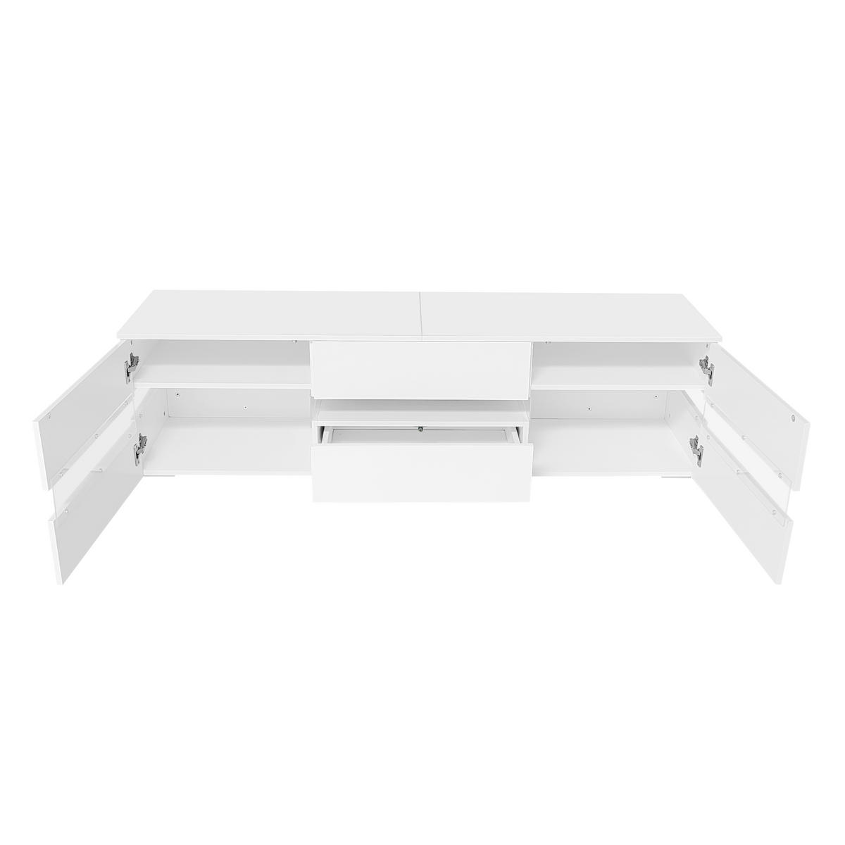 TV-SCHRANK mit Weiß Hochglanzfront, LED und Push-to-open 160/39/45 cm - Weiß, Holzwerkstoff (160/45/39cm) - Redom