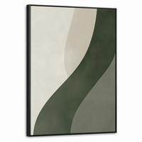 LEINWAND Bilder mit Rahmen - Japandi - Grün - Abstrakt - Modern - 70x100 - Salbeigrün, Textil (70/100cm) - MuchoWow