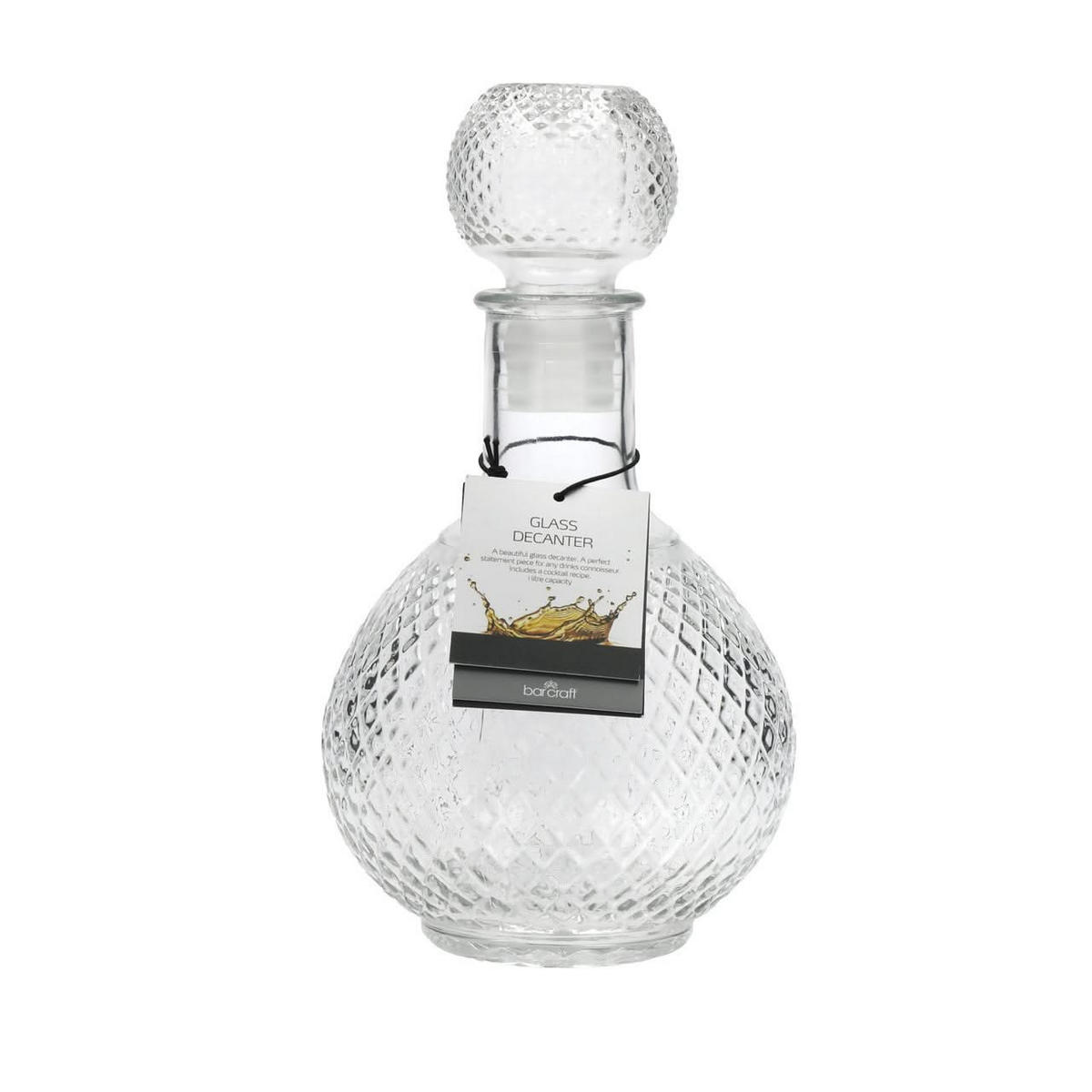 BARCRAFT Whiskey Karaffe 1 Liter - Transparent, Glas (1L)