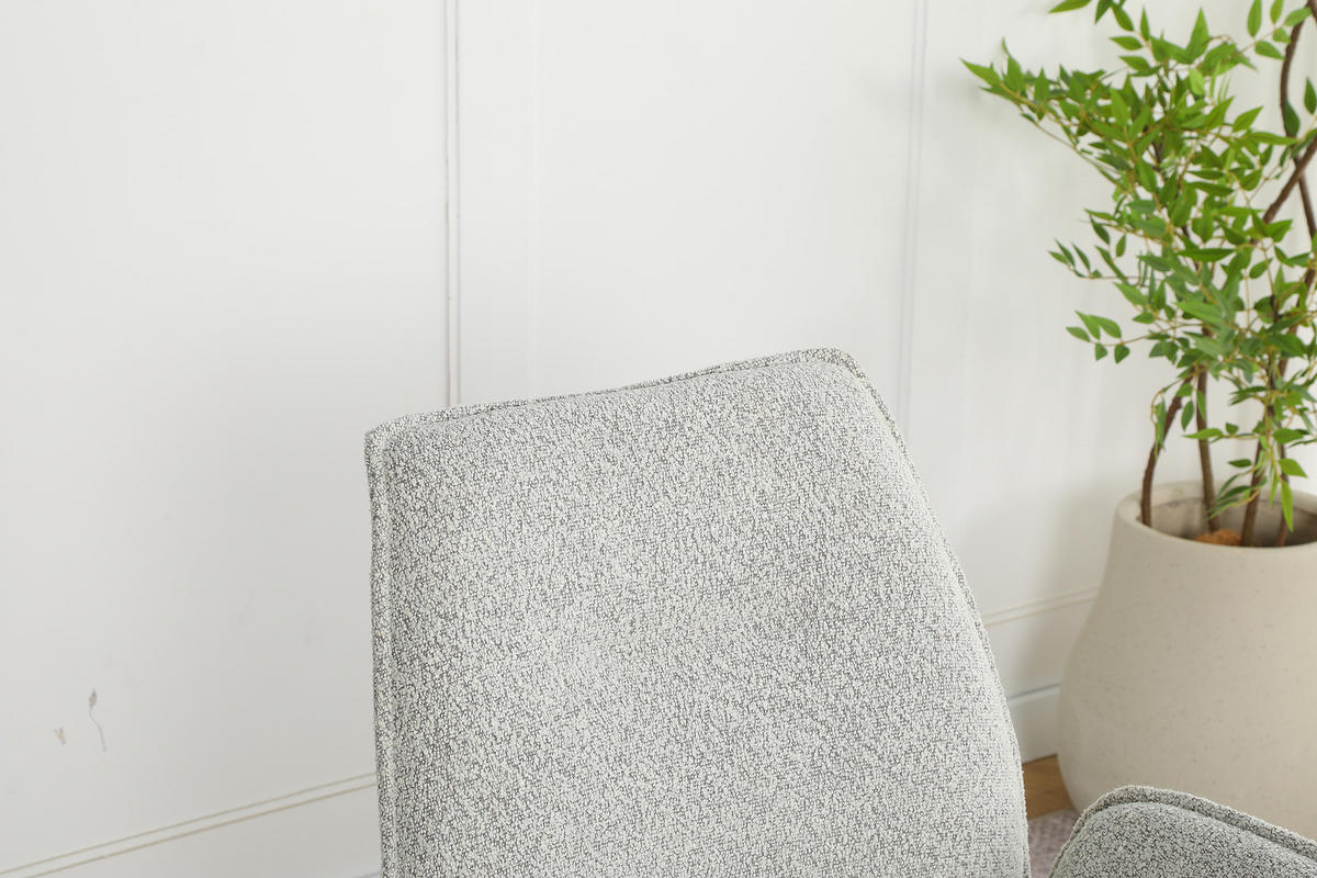 BÜRODREHSTUHL - Bouclé / Eisen - Greige/Schwarz, Textil/Metall (57/81/62cm) - home24