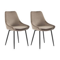 STUHL 2er-Set - Samt & Schwarzes Metall - Taupe - MASURIE - Taupe/Schwarz, Textil (49/85.5/56cm) - Vente-Unique