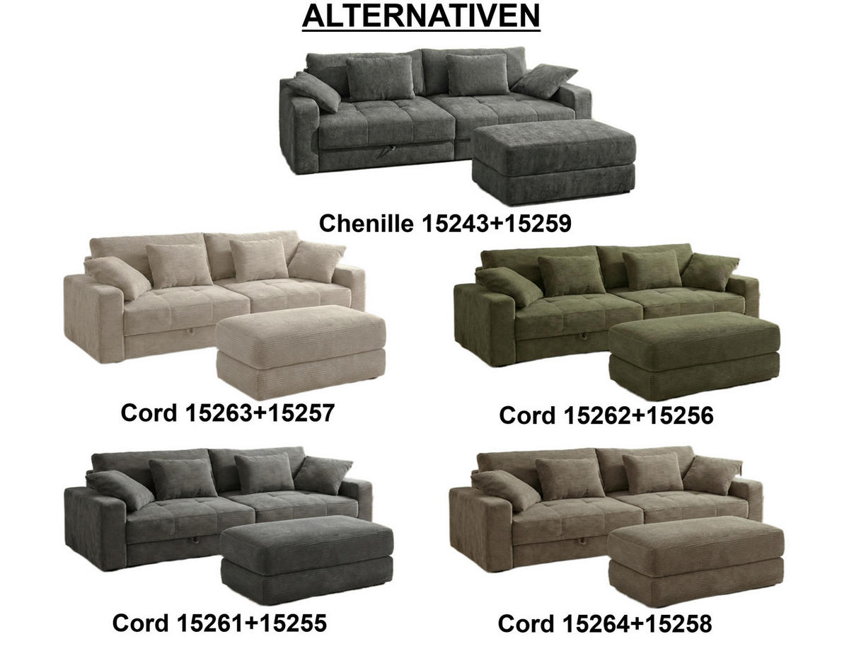 POLSTERHOCKER Federkern B124/T60/H40 cm Cord-Bezug Braun Taupe / 15258 - Schwarz/Braun, Kunststoff/Textil (124/40/60cm) - luma-home