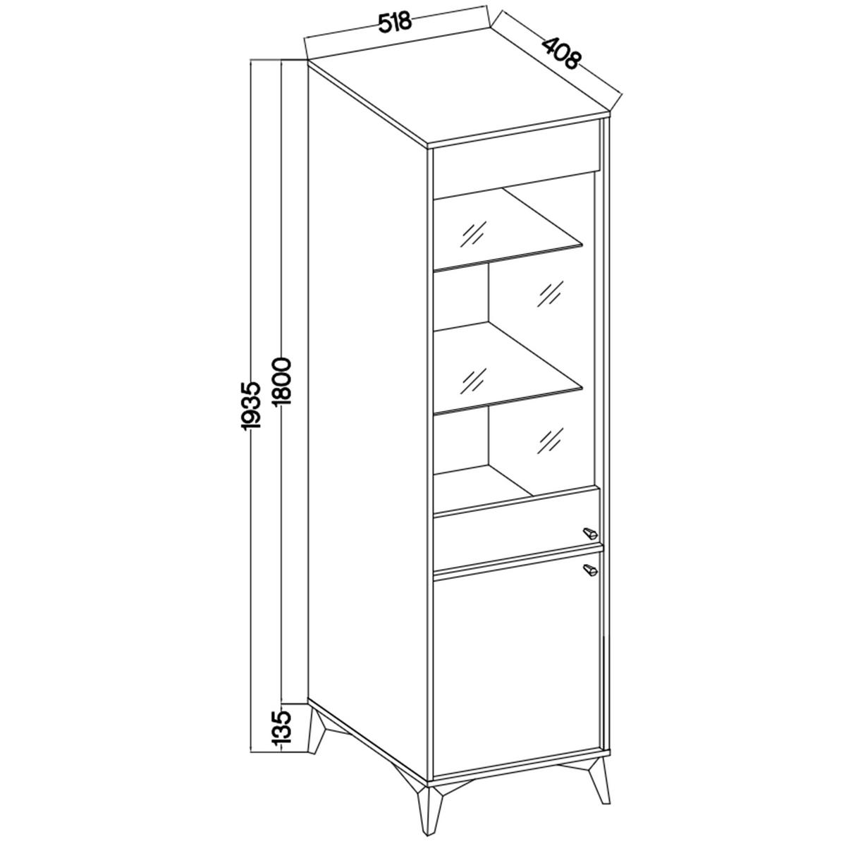 VITRINE in Beige - Beige, Holzwerkstoff (51.8/193.5/40.8cm) - MASSENO