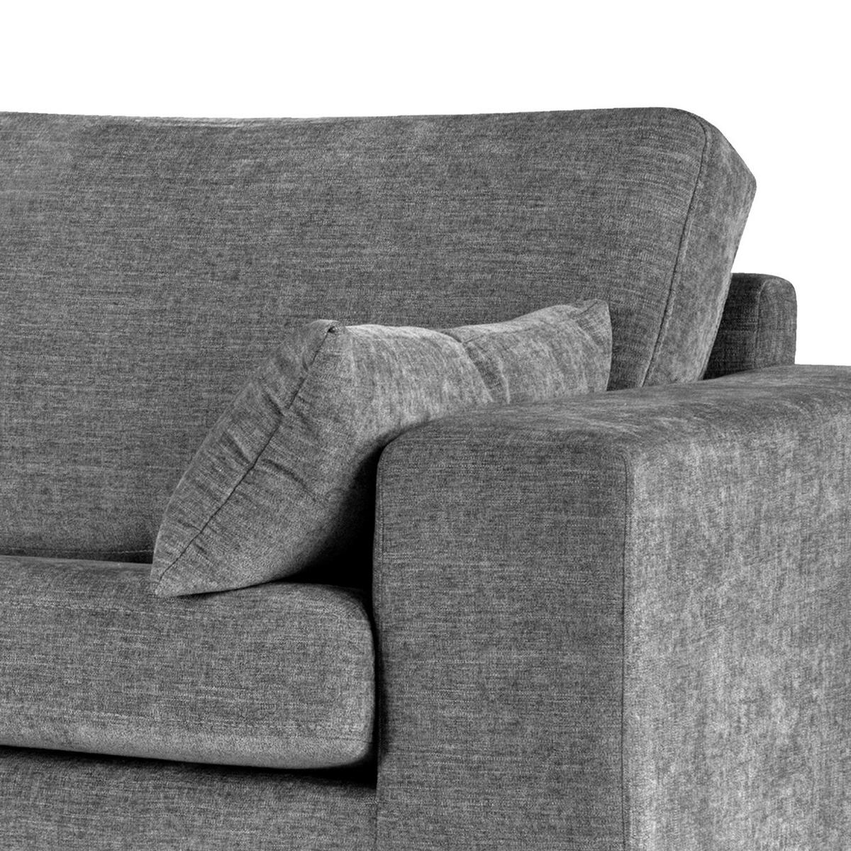 ECKSOFA mit Ottomane - Eichefarben/Dunkelgrau, Eichenholz/Textil (287/219cm) - home24