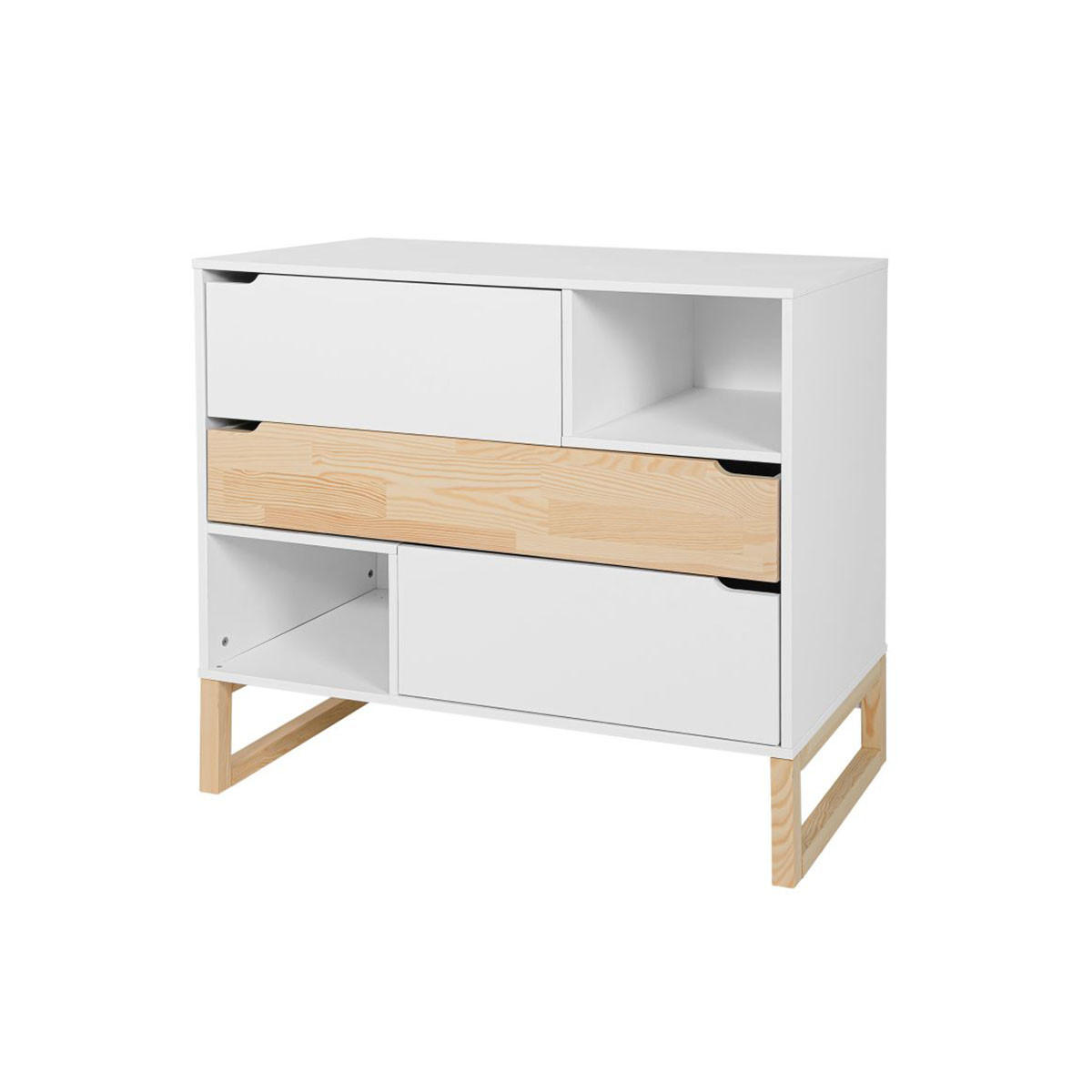 KINDERKOMMODE Juliette Weiß und Holz - Weiß, Holzwerkstoff (100/91.5/50cm) - Petits-meubles