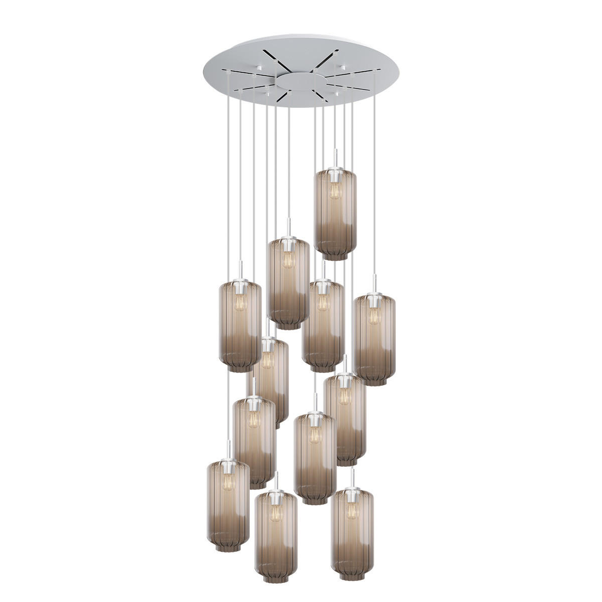 GALERIELEUCHTE Velo 12-flammig Klar Ø 18cm - Klar/Weiß, Glas (18/18/33cm) - s.luce