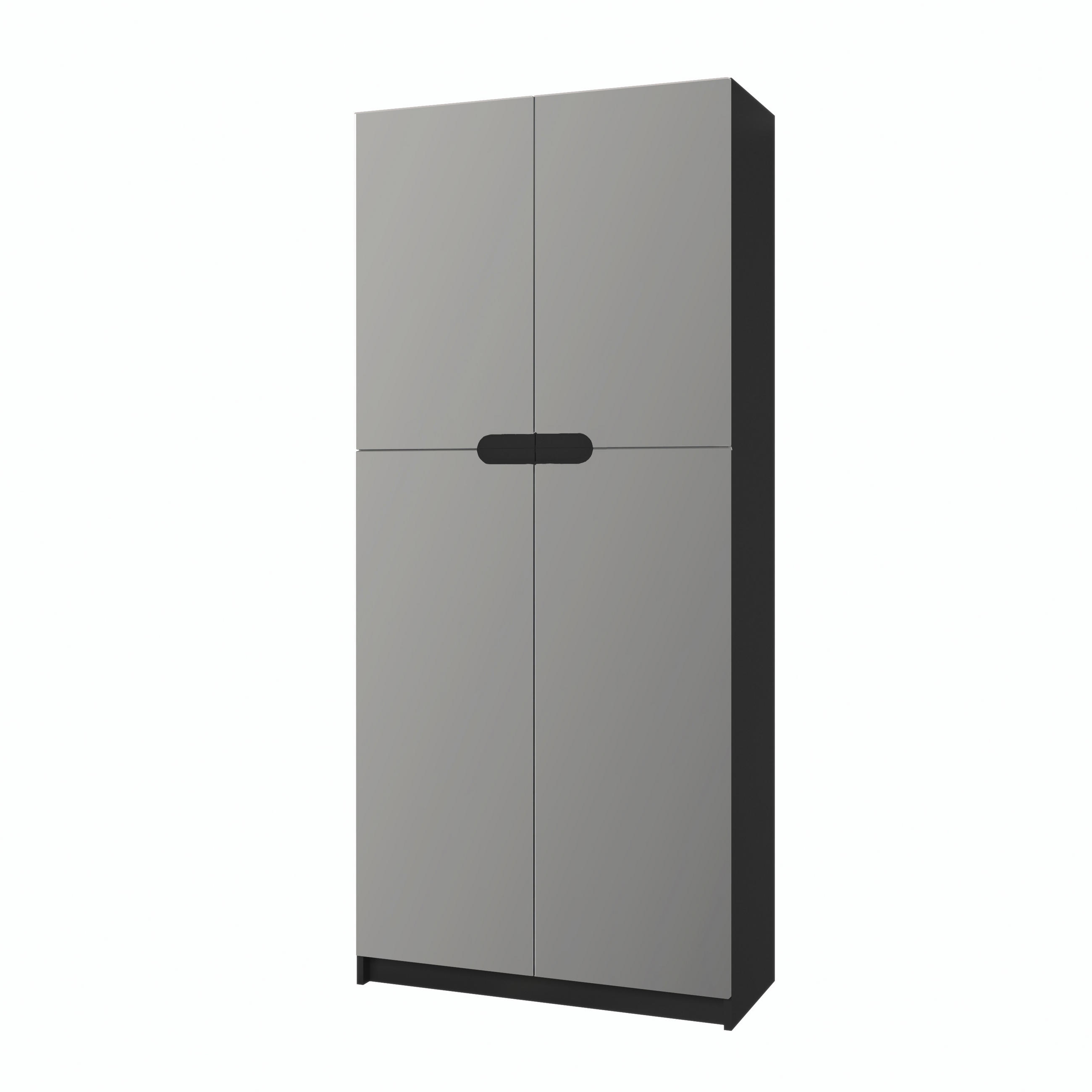 BÜROSCHRANK Logan Fronten in Hellgrau Seidenmatt - Greige, Holzwerkstoff (82/184/37cm) - Vladon