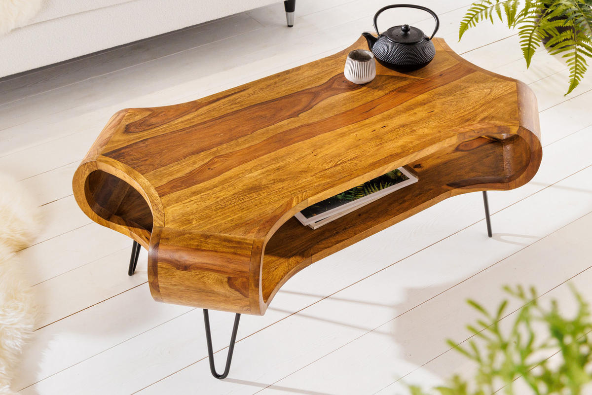 COUCHTISCH ORGANIC LIVING Sheesham rechteckig Natur 100cm - Braun, Holz/Metall (60/100/47cm) - riess-ambiente