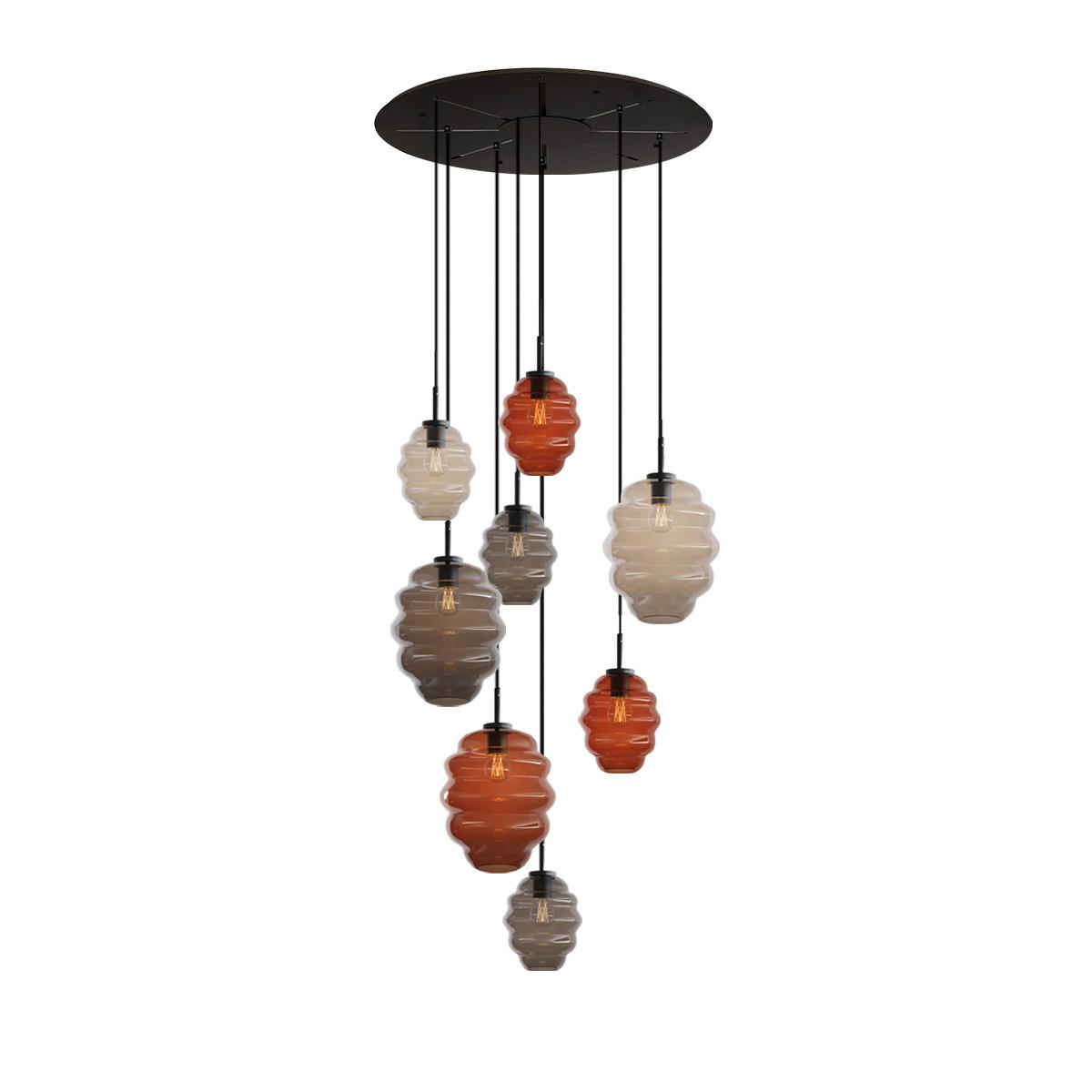 GALERIELEUCHTE Echos 8-flammig Mehrfarbig Ø 18/25cm - Multicolor/Schwarz, Glas (18/18/20cm) - s.luce