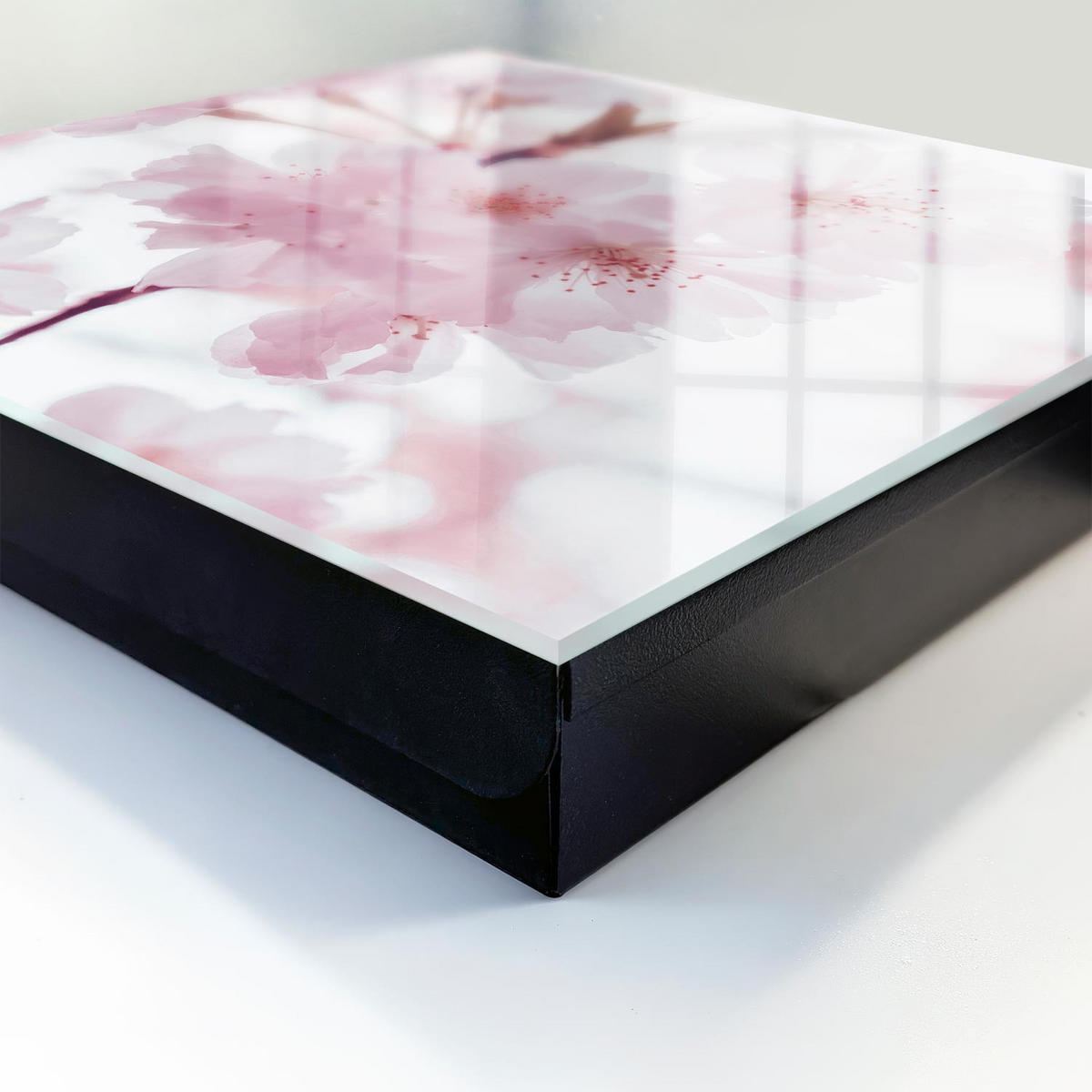 SCHLÜSSELBOX Schwarz 30x30 cm- Türöffnung nach rechts - Kirschblüten - Pink, Metall (30/30/5cm) - TULUP