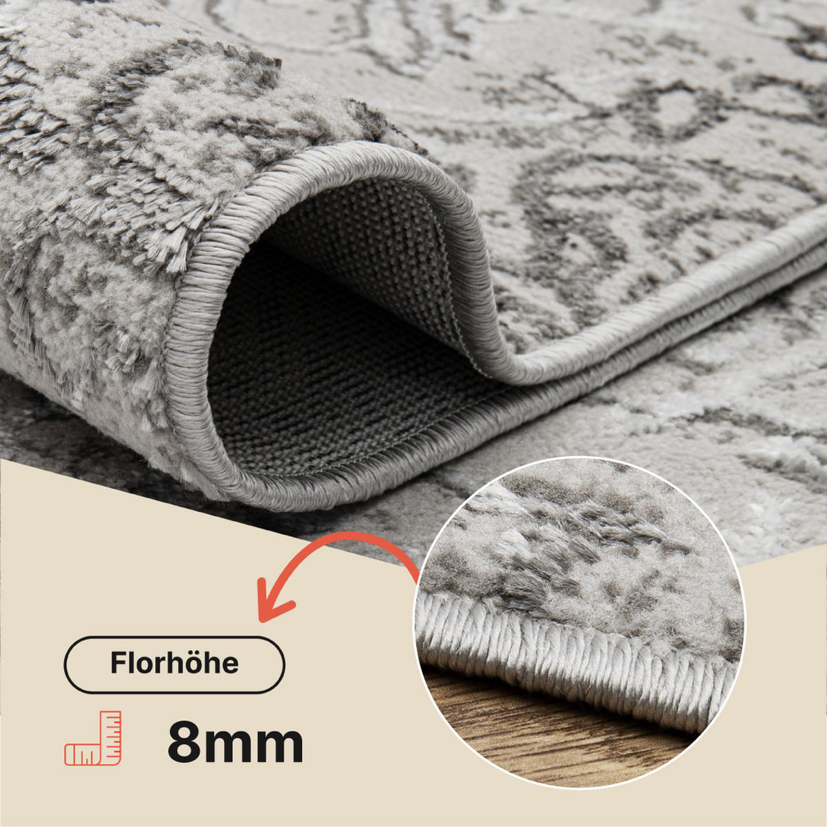 TEPPICH ARES Hellgrau 180/250 cm - Hellgrau, Textil (180/250cm) - Tapiso