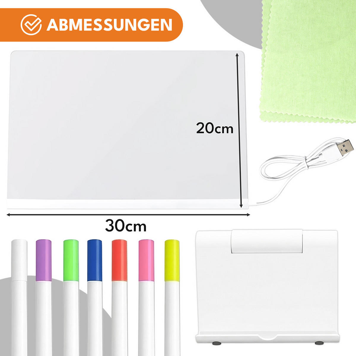 NOTIZTAFEL LED mit Farben - Transparent, Kunststoff (20/20/30cm) - KRUMAD