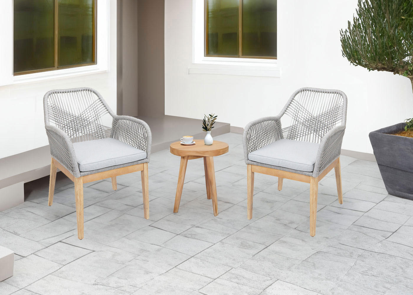 GARTENSTUHL H56B Hellgrau, Hellgrau - Hellgrau, Holz (58/85/59cm) - MCW