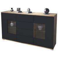 SIDEBOARD Grömitz Schwarz matt - Schwarz, Holzwerkstoff (138.5/75.5/35cm) - Vladon