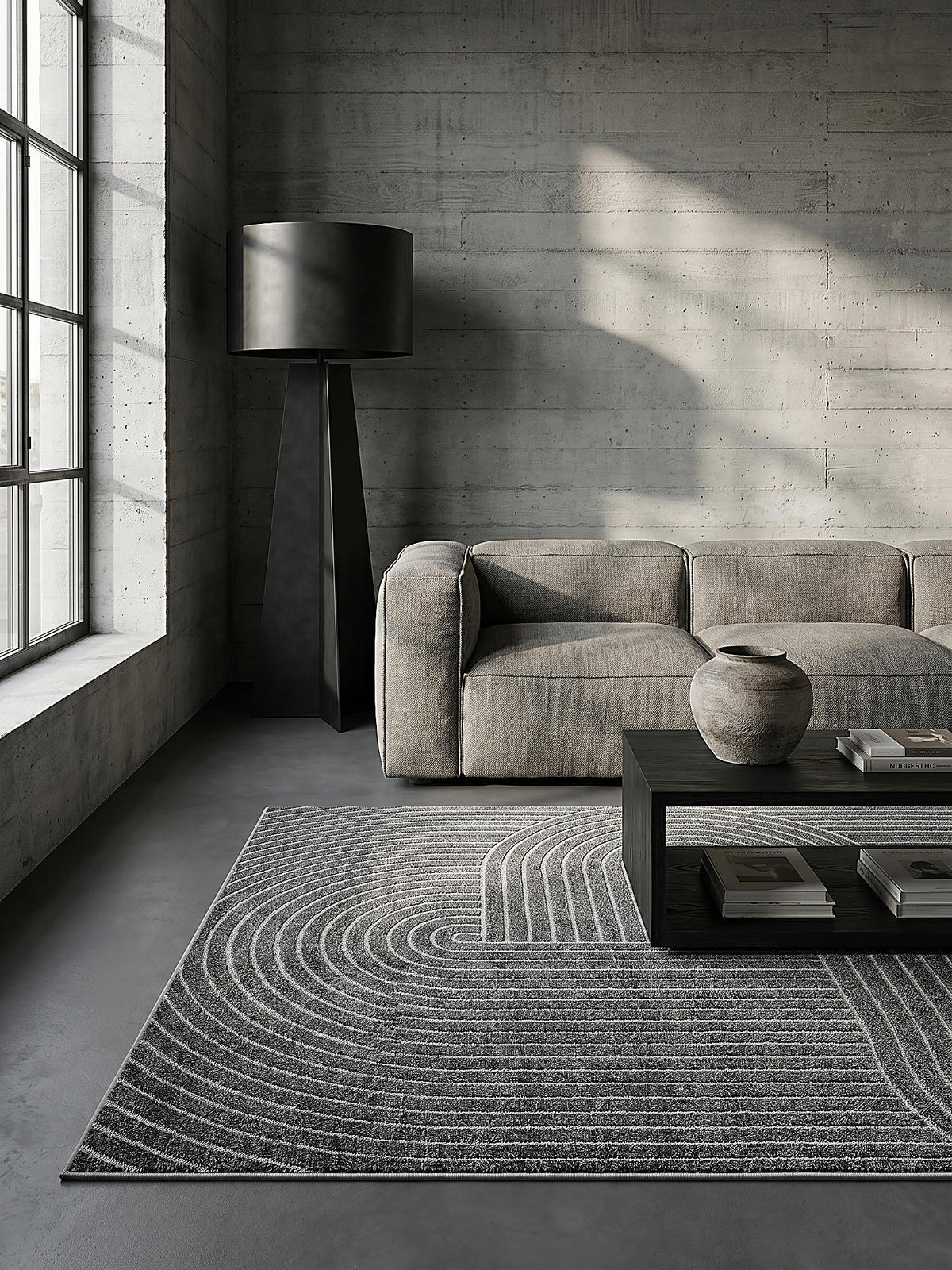 TEPPICH Outdoor Geometrisch MEZEN Polypropylen Anthrazit 200 x 280 cm - Anthrazit, Textil (200/280cm) - KADIMA DESIGN