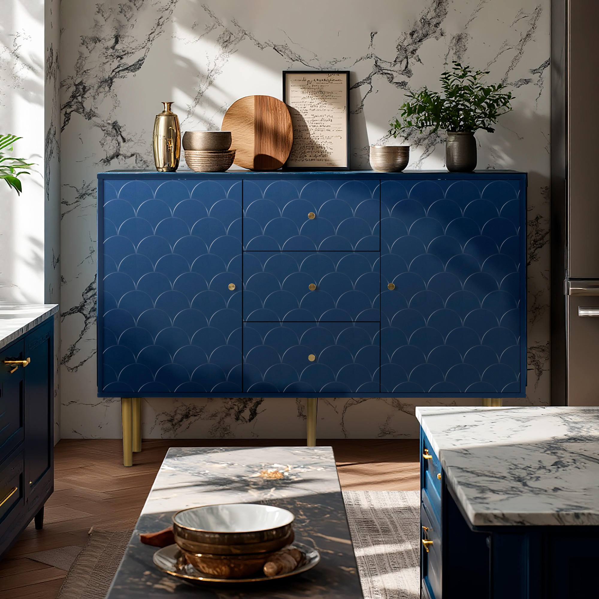 SIDEBOARD Blau 82/40/120 cm - Blau, Holzwerkstoff (40/120/82cm) - Urban Meuble