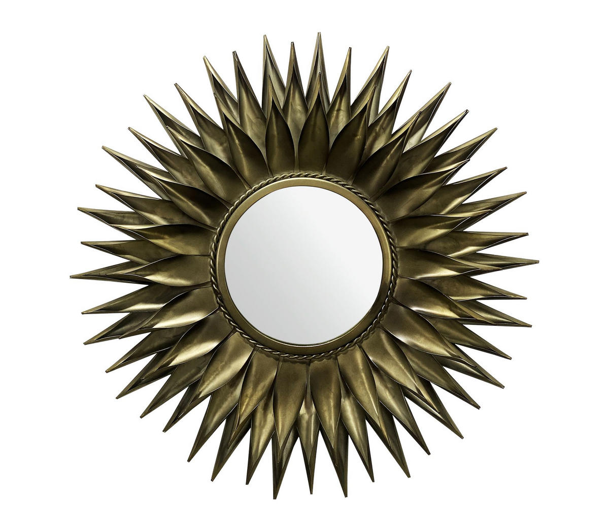 WANDSPIEGEL Rund Metall Messing Antik 74 cm Sonnenform - Goldfarben, Glas (74/74/6cm) - KADIMA DESIGN