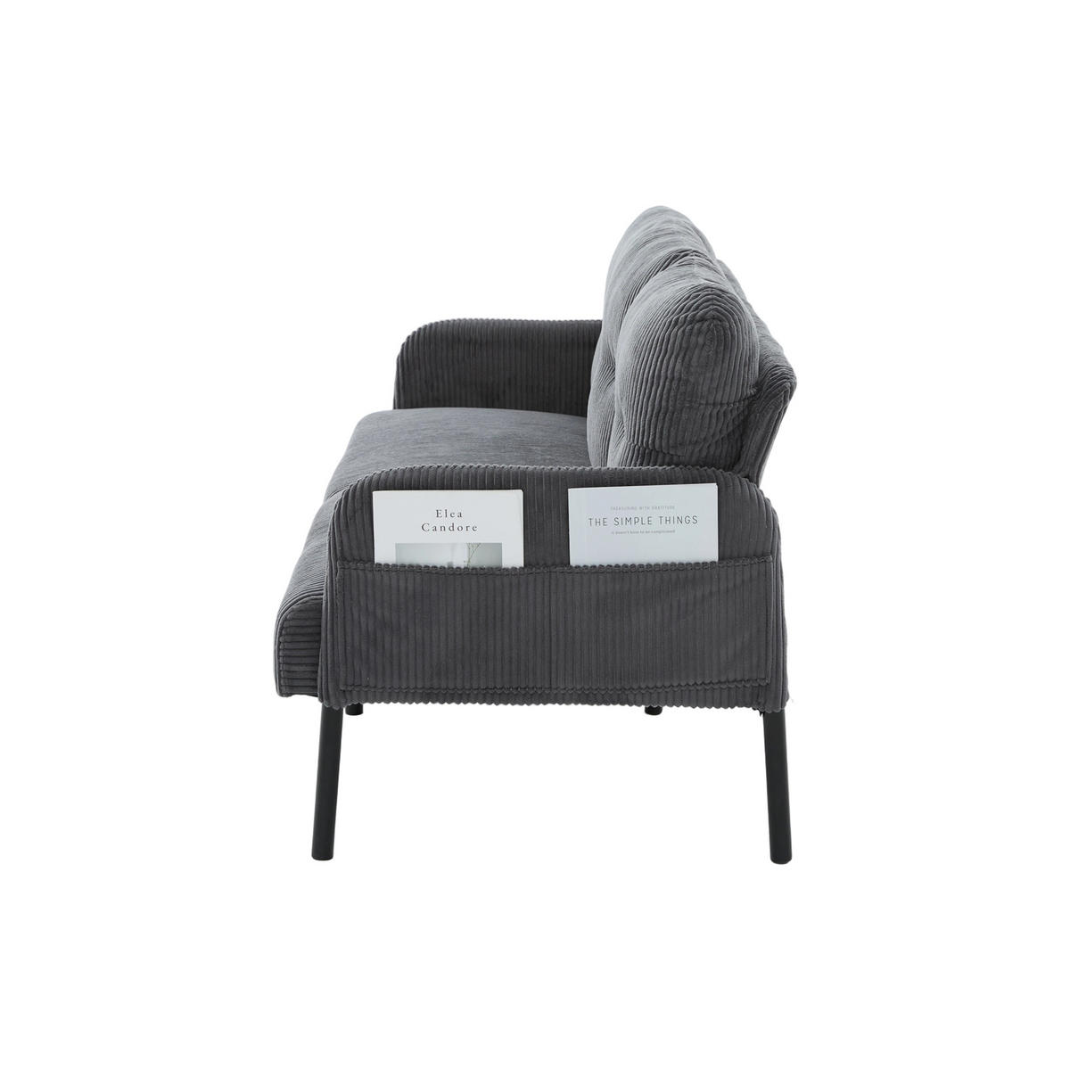 3-SITZER-SOFA DE-33596 mit Seitentaschen Grau - Grau, Metall (171/80/72cm) - ComfortXL