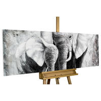 RUČNE MAĽOVANÝ AKRYLOVÝ OBRAZ 150/50 cm, sivý, zvierací motív - sivá, drevo/textil (150/50cm) - KUNSTLOFT