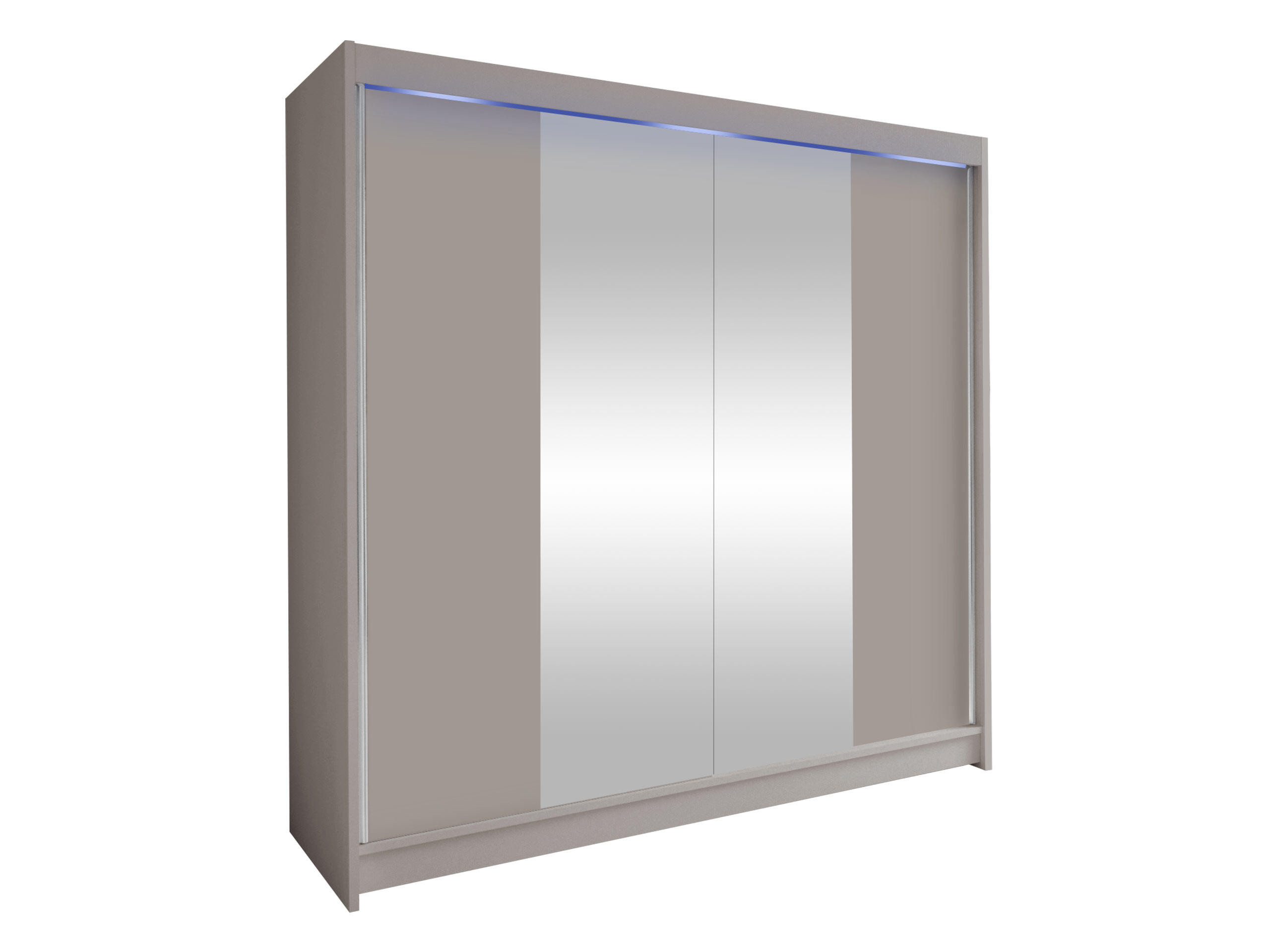 SCHWEBETÜRENSCHRANK Talin II, mit RGB LED Beleuchtung - Kaschmir/Silberfarben, Holzwerkstoff/Metall (180/215/58cm) - MIRJAN24