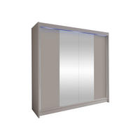 SCHWEBETÜRENSCHRANK Talin II, mit RGB LED Beleuchtung - Kaschmir/Silberfarben, Holzwerkstoff/Metall (180/215/58cm) - MIRJAN24
