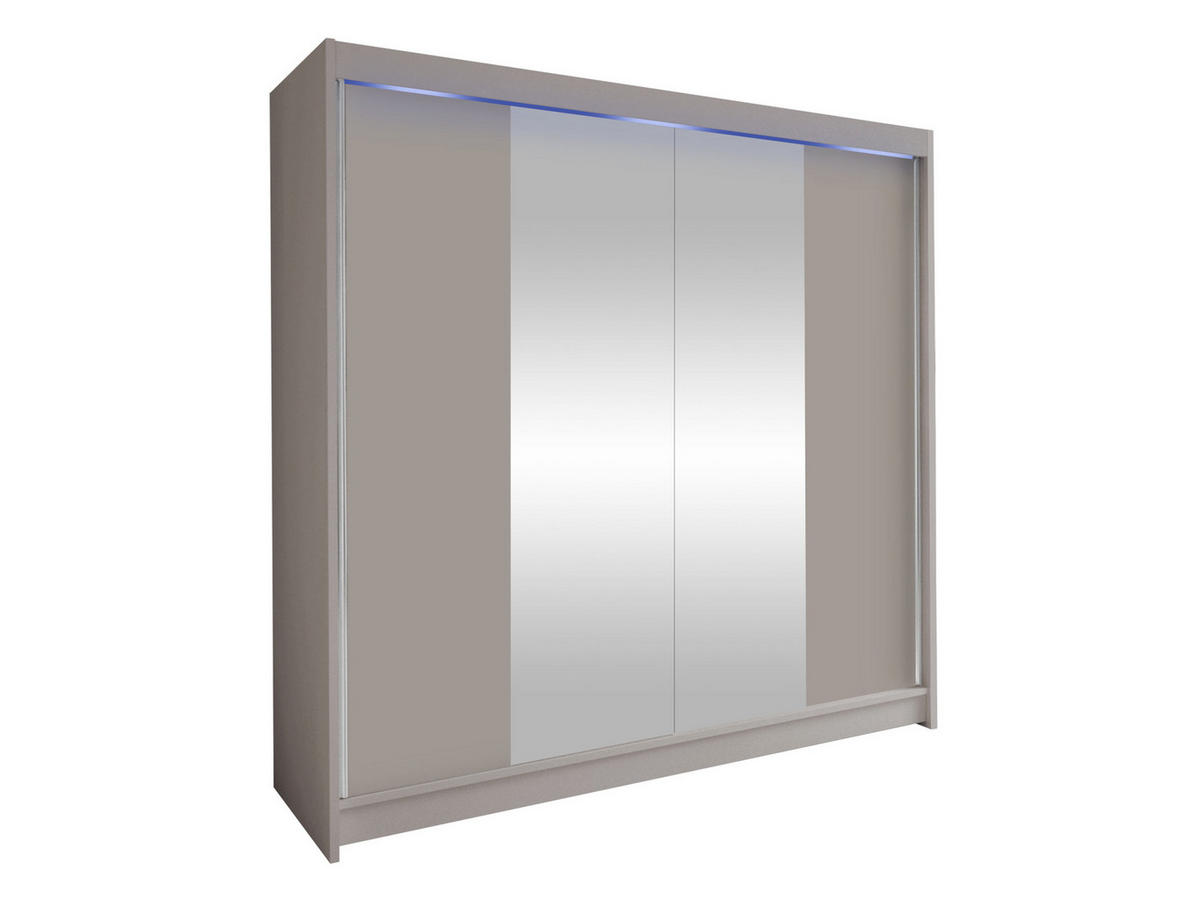 SCHWEBETÜRENSCHRANK Talin II, mit RGB LED Beleuchtung - Kaschmir/Silberfarben, Holzwerkstoff/Metall (180/215/58cm) - MIRJAN24