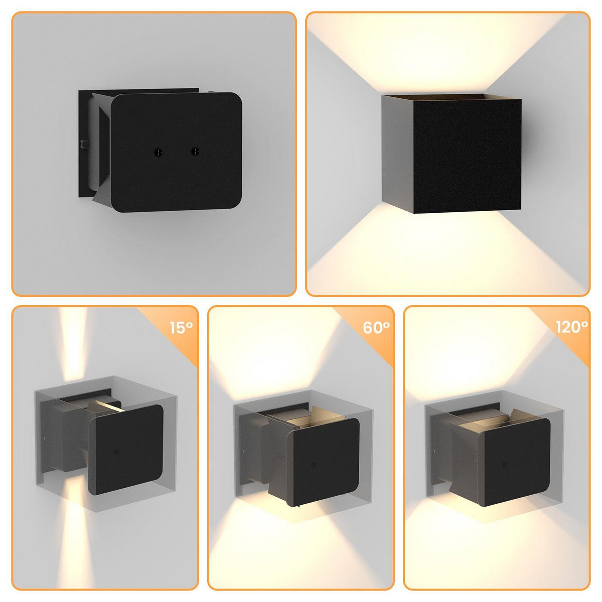 LED WANDLEUCHTE Herz 2er-Set - Schwarz, Metall (10/10/10cm) - Nettlife