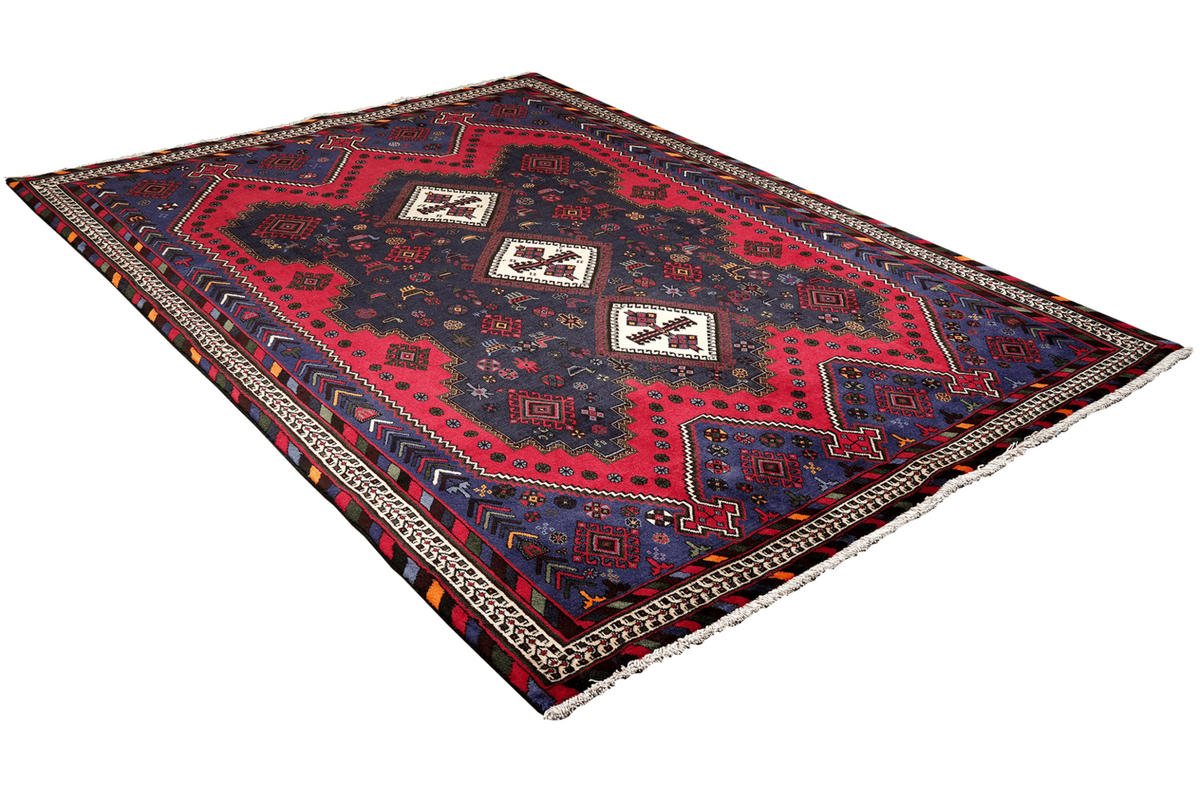 ORIENTTEPPICH handgeknüpft Afshar Blau 233/162 cm Schurwolle - Blau, Textil (162/233cm) - Looma
