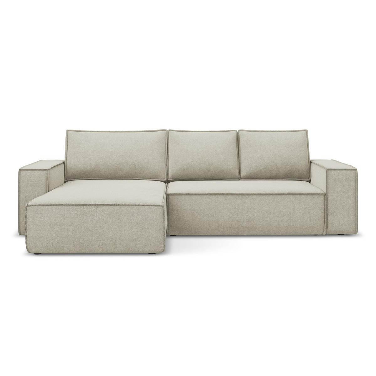 ECKSOFA mit Schlaffunktion Strukturstoff Stoff Beige - Beige/Creme, Kunststoff/Textil (185/290cm) - LaMiaSofa